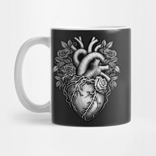 Heart and Flowers (Monochrome) Mug